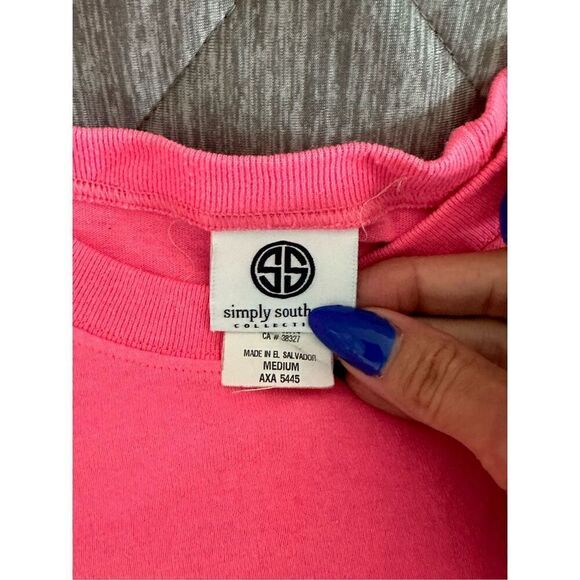 Simply Southern Preppy Classy Spirit‎ Jersey LS T-Shirt Womens M Pink - Picture 3 of 5